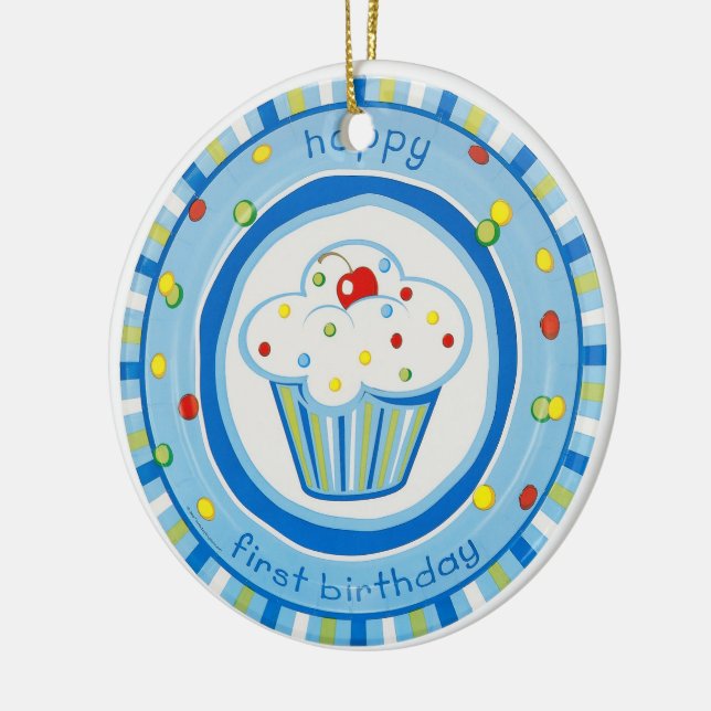 första födelsedag för lycklig julgransprydnad keramik (Vänster)