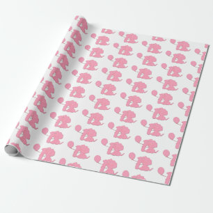 Första födelsedag för rosa flickavalp presentpapper