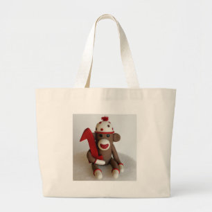 Första födelsedag för sock monkey jumbo tygkasse