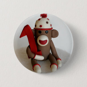 Första födelsedag för sock monkey knapp