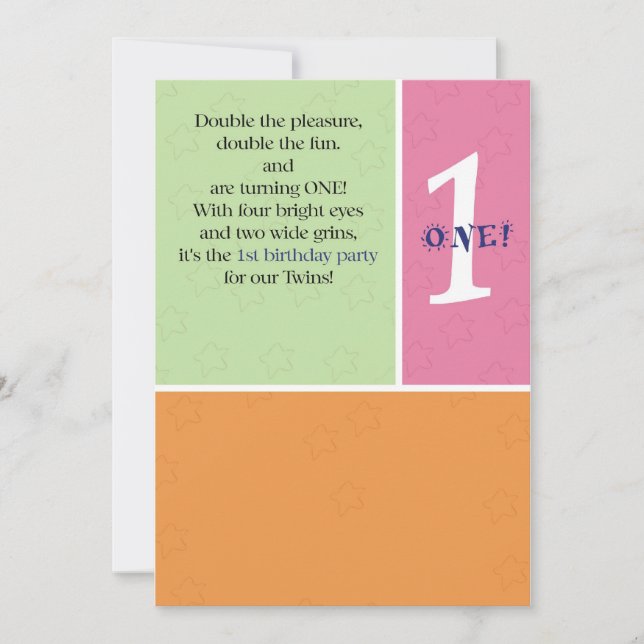 Första födelsedag för twillingar inbjudningar (Framsida)