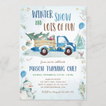 Första födelsedag för Winter Blue Lastbil Roligt S