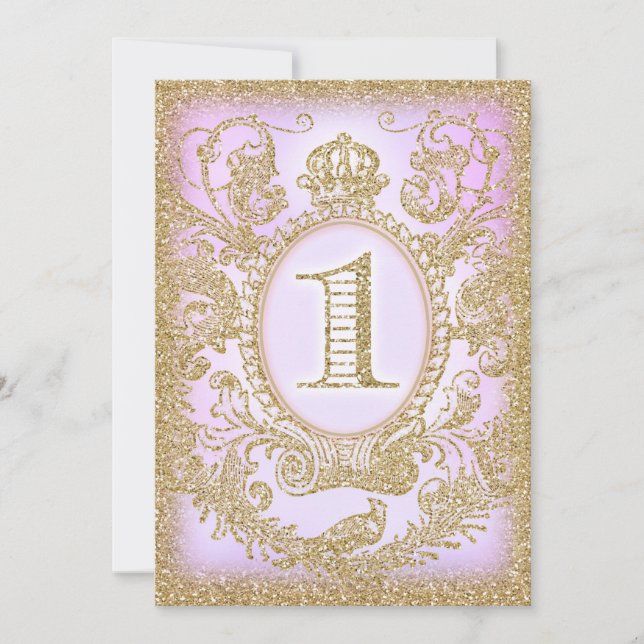 Första födelsedag Gång på en Time Princess Lila Inbjudningar (Framsida)