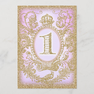 Första födelsedag Gång på en Time Princess Lila Inbjudningar