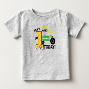 Första födelsedag - gårdsplan för traktorn par t shirt