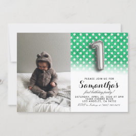 Första födelsedag Glitter Porträtt Inbjudningar