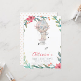 Första födelsedag i Boho-Luftballongen Inbjudningar