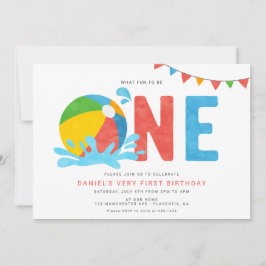 Första födelsedag i det moderna minimalistiska Bas Inbjudningar