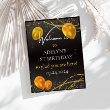 "Första födelsedag i Guld och Svarta Baby"