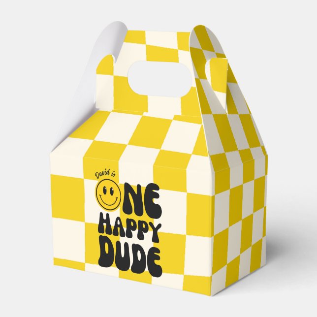 Första födelsedag i Lycklig Ansikte Presentaskar (Framsidan Sidan)