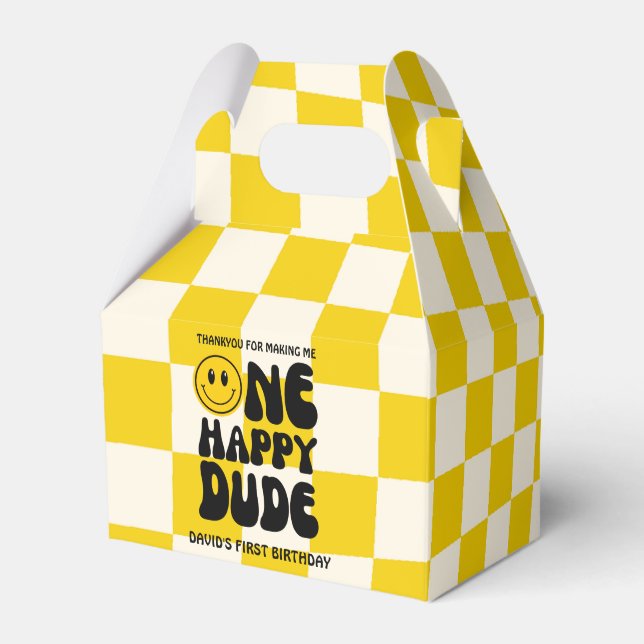 Första födelsedag i Lycklig Ansikte Presentaskar (Framsidan Sidan)