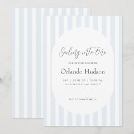 Första födelsedag i Modern Minimal Blue Rand Inbjudningar