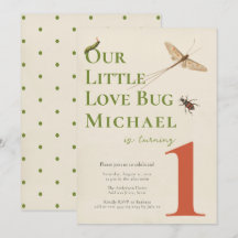 Första födelsedag inbjudan lilla Kärlek Kryp Baby