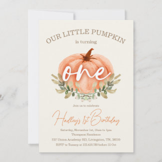 Första födelsedag: Lilla Pumpkin Fall / Hösten Inbjudningar