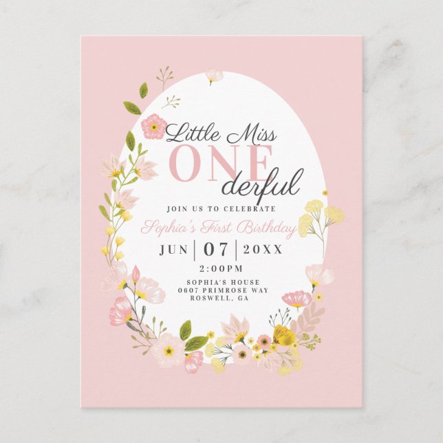 Första födelsedag, liten missad enastående inbjuda vykort (Framsida)