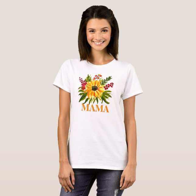 Första födelsedag Mamma Solrosblomman Mor T Shirt (Hel framsida)