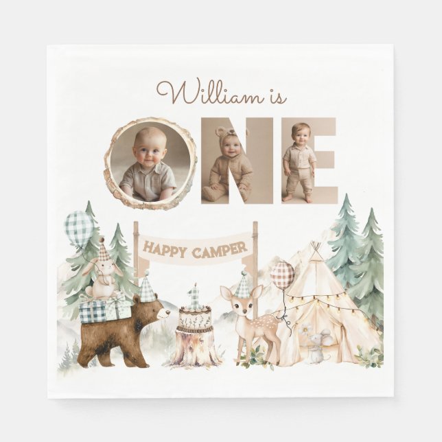 Första födelsedag med ett Camper-foto i Lycklig Pappersservett (Framsidan)