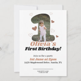 Första födelsedag: Minimalistisk Beige Teddy Heart Tack Kort