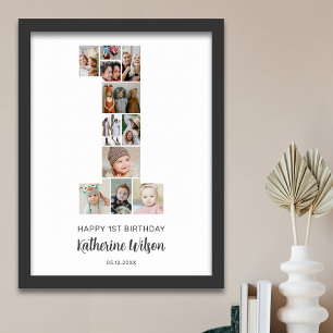 Första födelsedag nummer 1 Fotokollage Anpassnings Poster