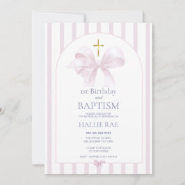 Första födelsedag och baptism, Rosa Bow & Rand Inbjudningar