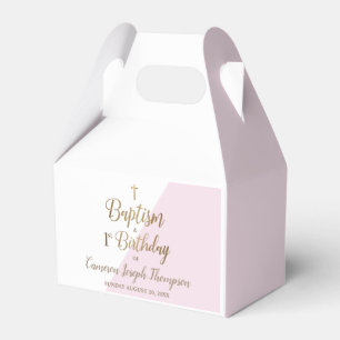 Första födelsedag och baptism Rosa flicka Presentaskar