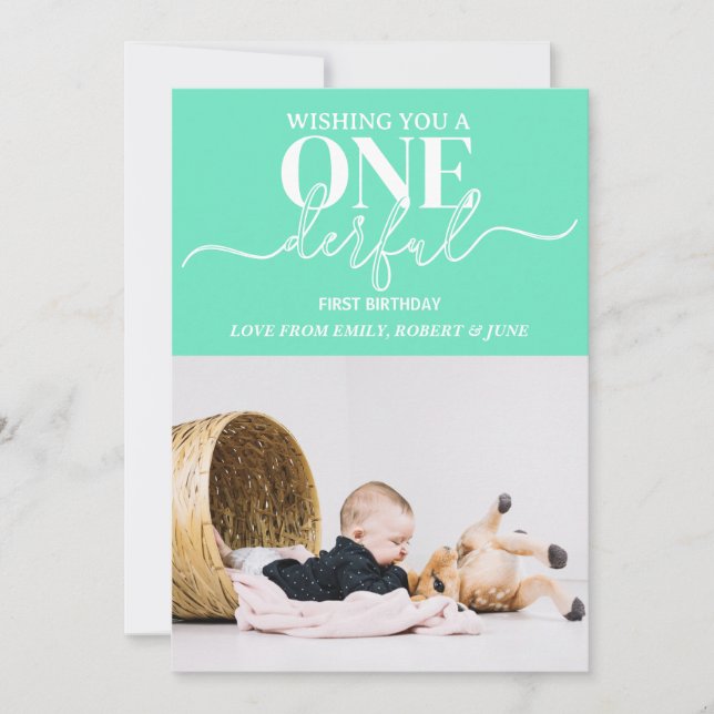 Första födelsedag Onderful typography-kort Julkort (Framsida)