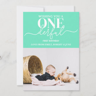 Första födelsedag Onderful typography-kort Julkort
