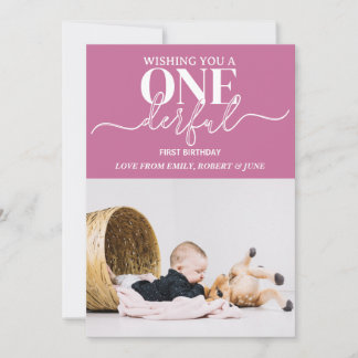 Första födelsedag Onderful typography-kort Julkort