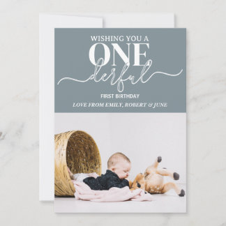 Första födelsedag Onderful typography-kort Julkort