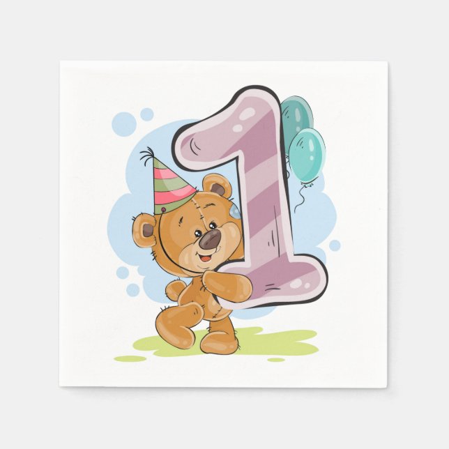 Första födelsedag pappersservett (Framsidan)