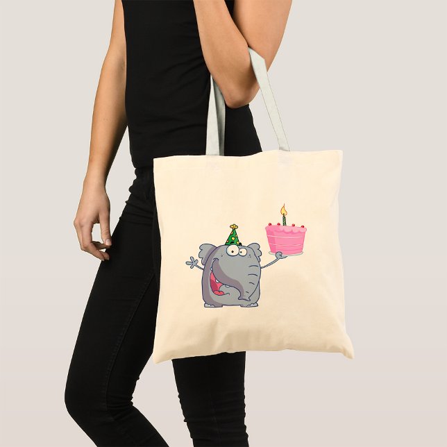 Första födelsedag Party Elephant Tote Bag Tygkasse (Skapare uppladdad)