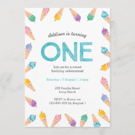 Första födelsedag Party | Inbjudan till Rainbow Ic