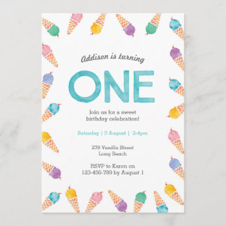 Första födelsedag Party | Inbjudan till Rainbow Ic