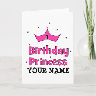 Första födelsedag prinsessan med rosa krona! kort