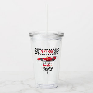 Första födelsedag Röda Tävling-bilen Fast 1 Take Away Mugg