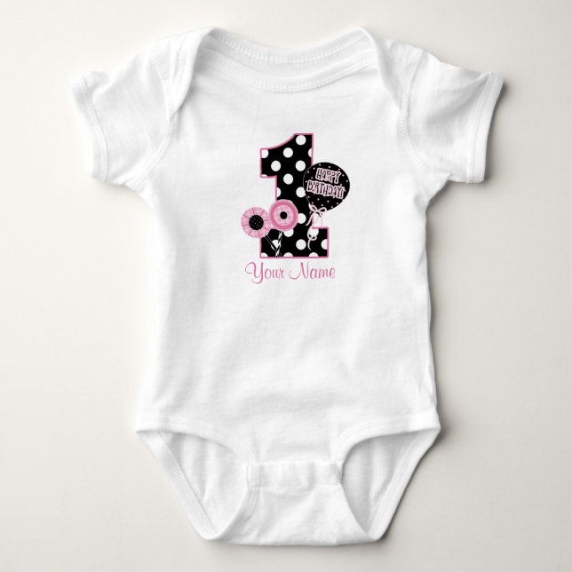 Första födelsedag - Rosa Black Personlig Shirt Tröja (Framsida)