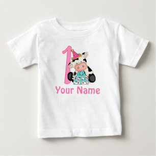 Första födelsedag Rosa Cow T-shirt
