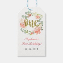 Första födelsedag Rosa Guld Blommigt Utandningsluf