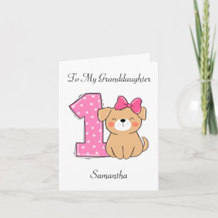 Första födelsedag Rosa Kitten Granddotters födelse Kort