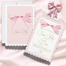 Första födelsedag Rosa Vattenfärgsbaden Bow Cute