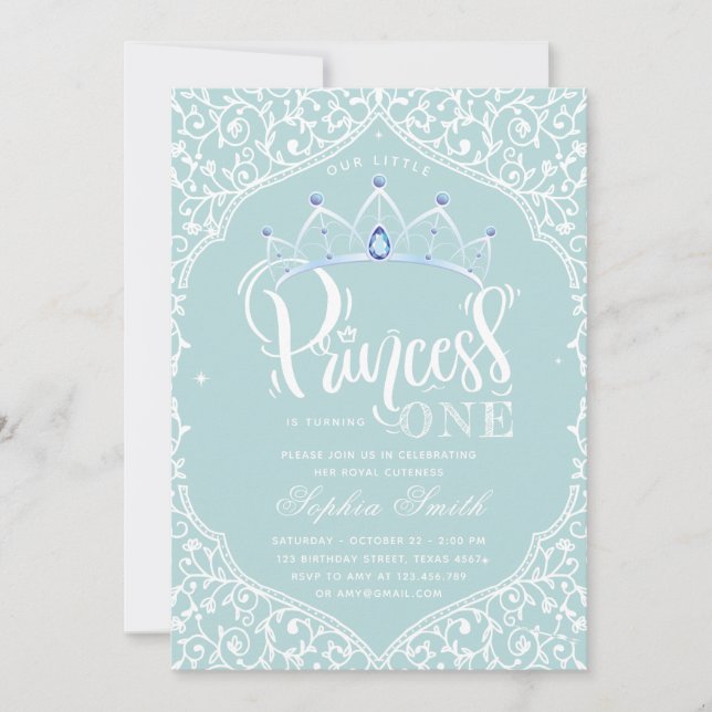 Första födelsedag Royalet Little Princess Ornament Inbjudningar (Framsida)