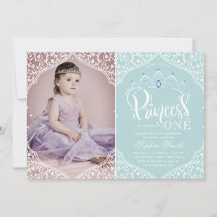 Första födelsedag Royalet Little Princess Photo Inbjudningar