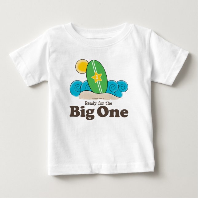 Första födelsedag Surfa Baby Långärmad Tee Shirt (Framsida)