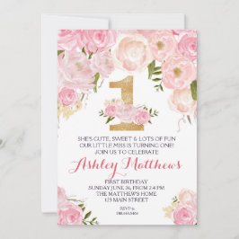 FÖRSTA födelsedag: Vackra Blommigtar, inbjudan