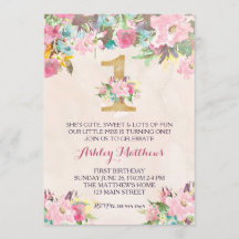 FÖRSTA födelsedag: Vackra Blommigtar, inbjudan