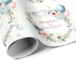 Första födelsedag - Vattenfärgslådor och ballonger Presentpapper