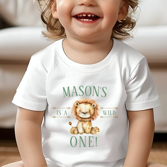 Första födelsedag Vild en Lejon resa T Shirt (Wild One First Birthday Shirt with Lion)