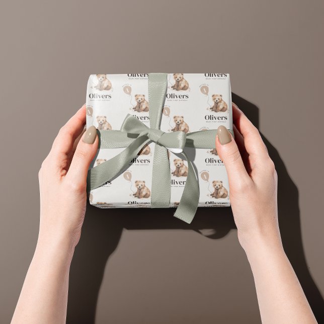 Första födelsedag Vilden Ett bär modern elegant Presentpapper (Skapare uppladdad)