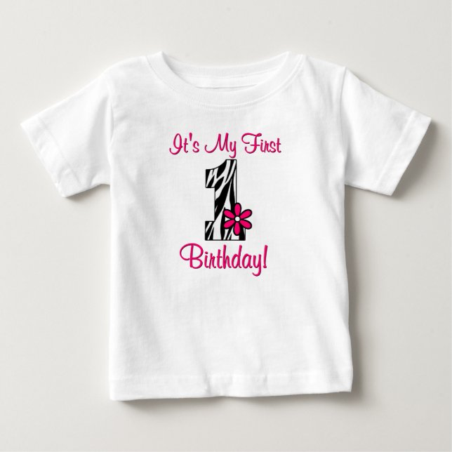 Första födelsedag Zebra tryck Girls Shirt Tröja (Framsida)