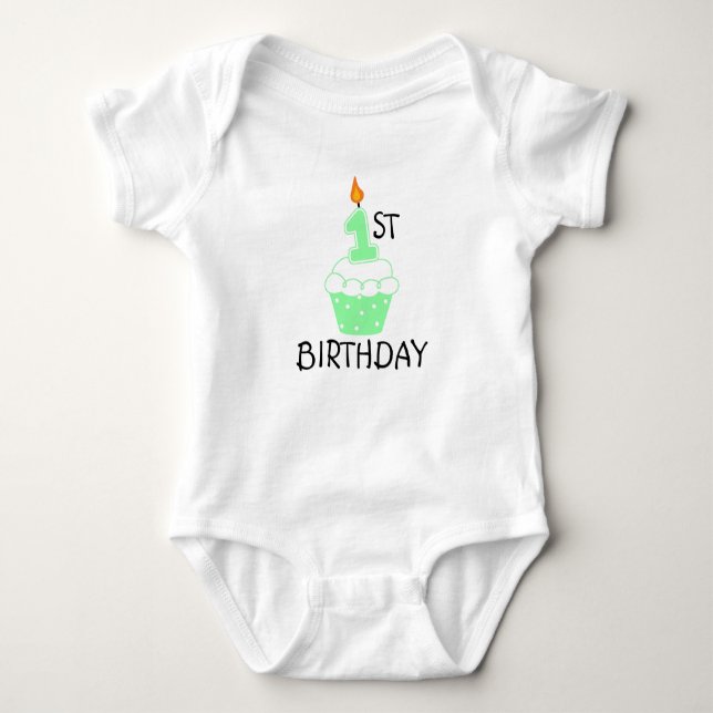 Första födelsedagbabyBodysuit Tee Shirt (Framsida)